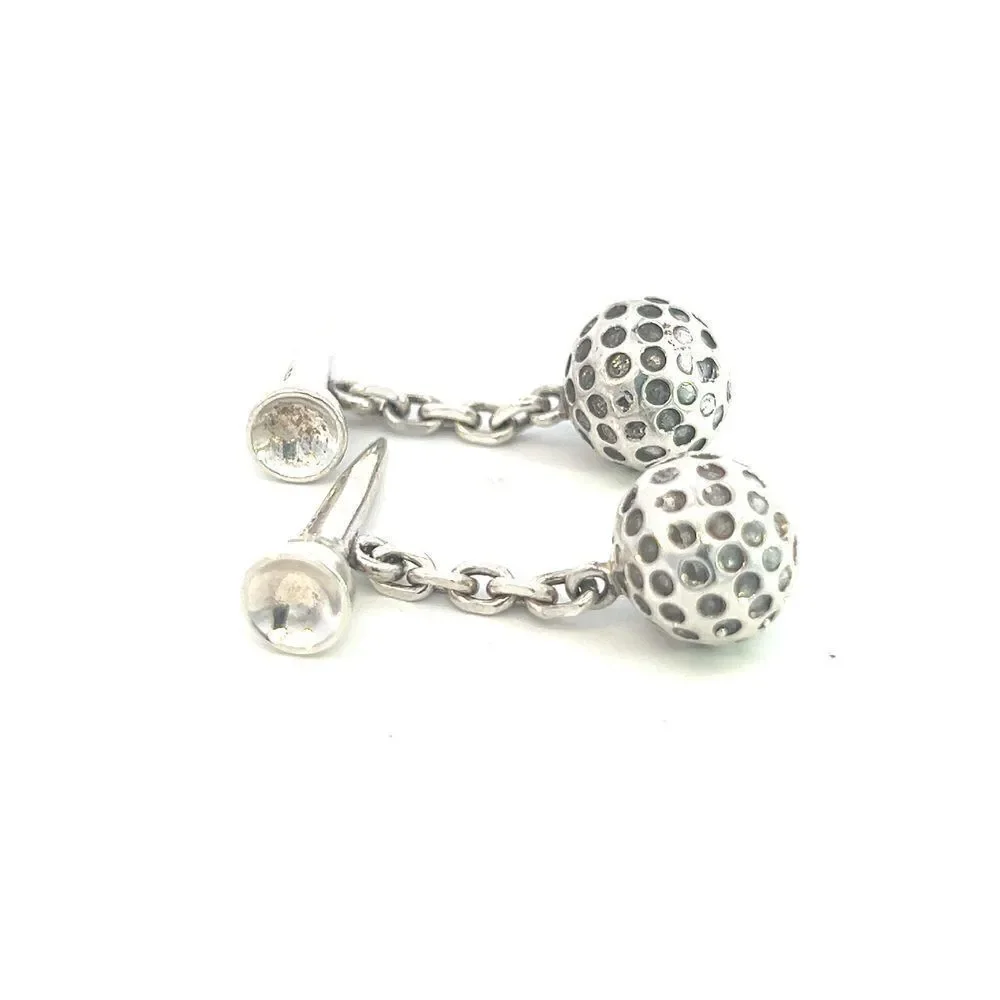Tiffany & Co Estate Golf Ball Cufflinks Sterling Silver TIF603